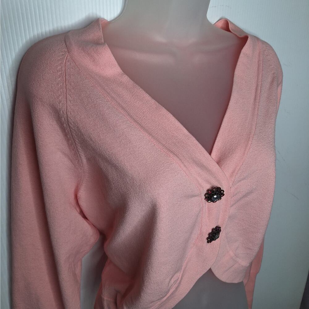 Vintage Y2K Cropped Cardigan Emma James XL Jewel Rhinestone Fairy Kei Coquette - Picture 6 of 12
